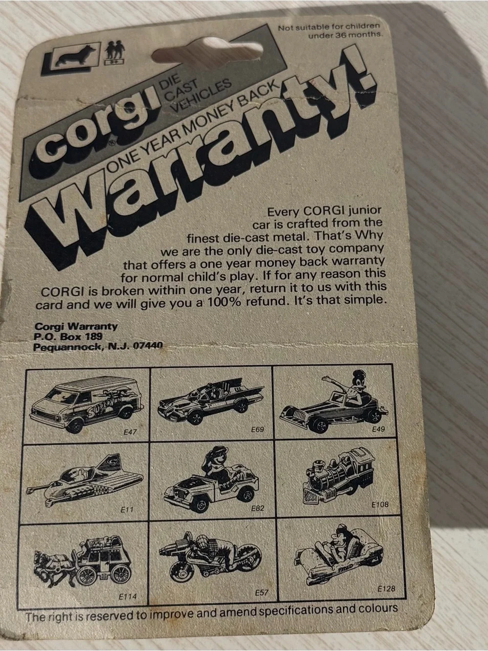 Vintage Corgi Juniors No. 69 Batmobile Die Cast Vehicle On Card 1982